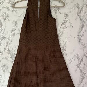 ANN TAYLOR Eyelet Flare Sleeveless Lined Dress Brown Size 2